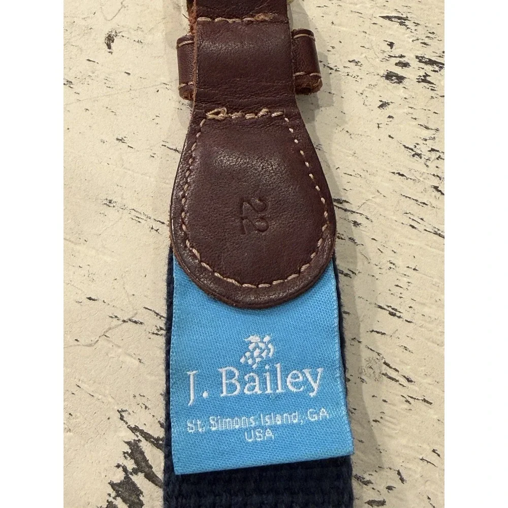 Bailey Boys Leather Canvas Woven Navy Blue Belt Size 22
